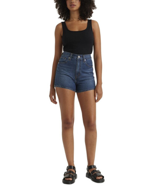 High-Waisted Cotton Mom Shorts