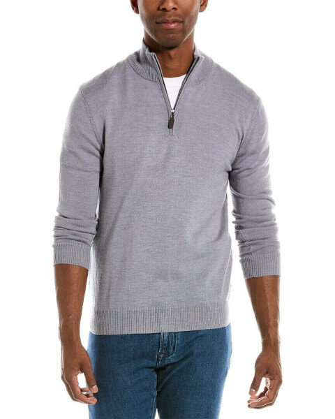 Quincy Wool 1/4-Zip Mock Sweater Men's Grey L