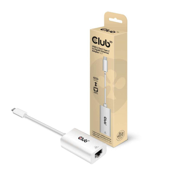 Club 3D USB3.2 Gen1 Type-C to Gigabit Ethernet Adapter M/F - USB-C - RJ-45 - 0.19 m - White