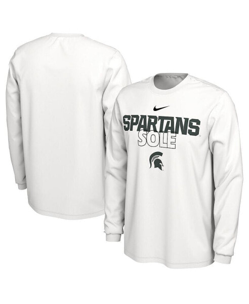 Men's White Michigan State Spartans On Court Long Sleeve T-shirt