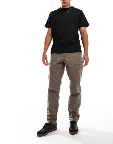 Timberland washed canvas regular fit workwear pants in brown