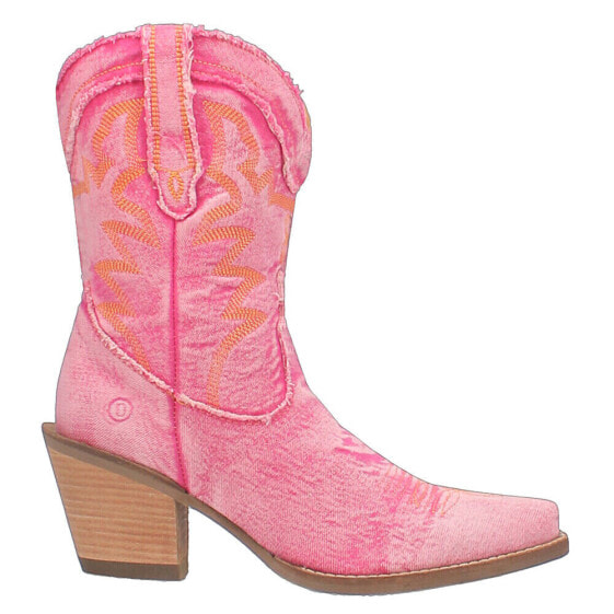 Dingo Y'all Need Dolly Embroidered Snip Toe Cowboy Womens Pink Casual Boots DI9