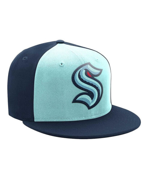 Бейсболка-снепбек двухцветная Starter Мужская голубая, синего моря, с логотипом Сиэтл Кракен