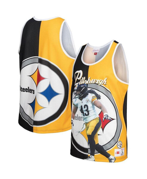 Men's Troy Polamalu Black, Gold Pittsburgh Steelers Retired Player Graphic Tank Top