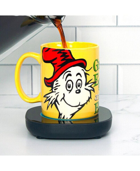 Dr. Seuss Green Eggs and Ham Mug with Warmer – Keeps Your Favorite Beverage Warm - Auto Shut On/Off
