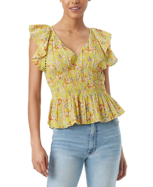 Women's Nyra Cotton Flutter-Sleeve Blouse