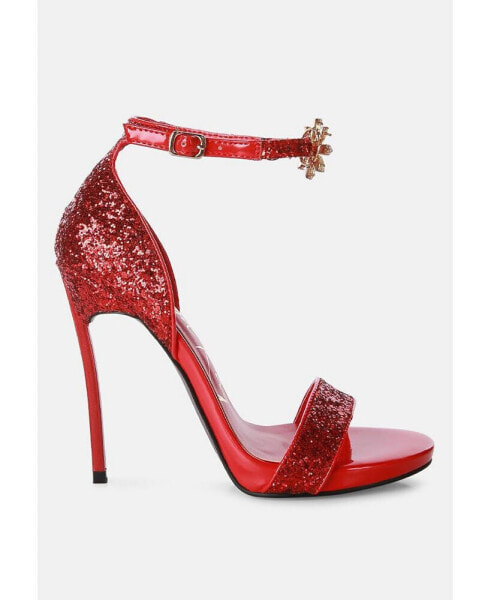 straight fire high heel glitter stilettos Sandals