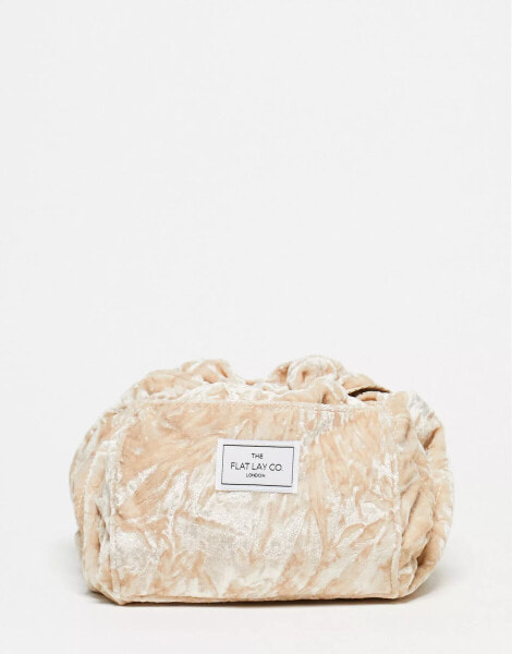 The Flat Lay Co. X ASOS EXCLUSIVE Glazed Crushed Velvet Drawstring Makeup Bag