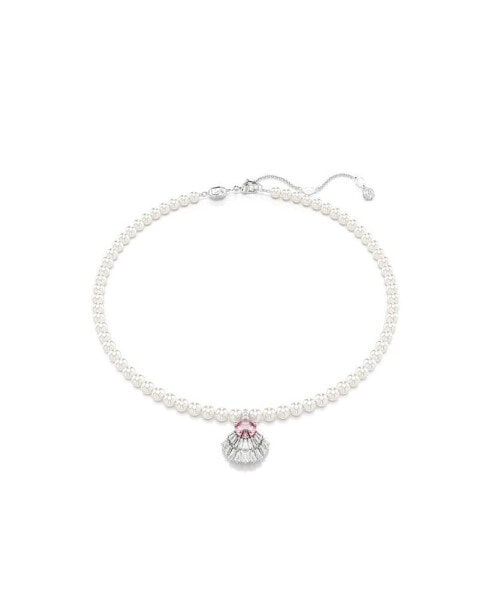 Mixed Cuts, Crystal Swarovski Imitation Pearls, Shell, Pink, Rhodium Plated Idyllia Pendant Necklace