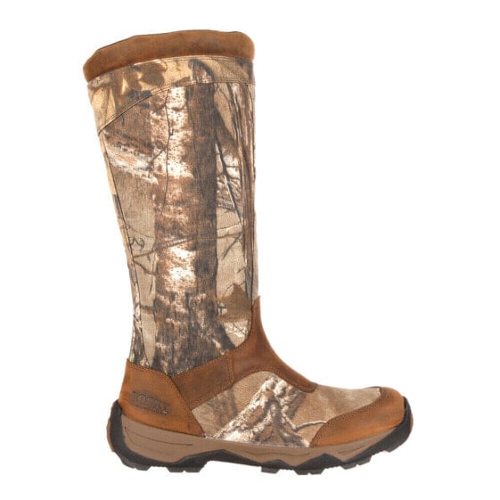 Rocky Retraction SideZip Snake Camo Round Toe Pull On Mens Brown Casual Boots R