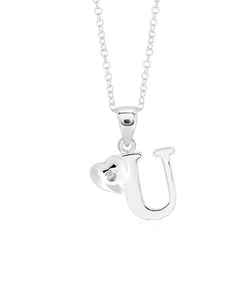 Children's Initial Heart Pendant Necklace in Sterling Silver