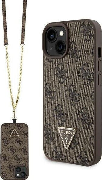 Guess Guess GUHCP15SP4TDSCPW iPhone 15 6.1" brązowy/brown hardcase Crossbody 4G Metal Logo