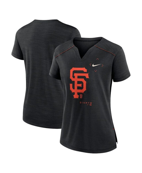Women's Black San Francisco Giants Pure Pride Boxy Performance Notch Neck T-shirt