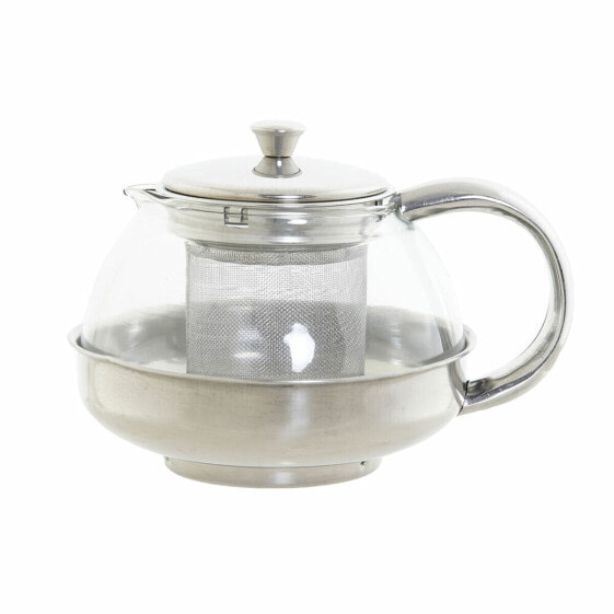 Teapot DKD Home Decor Silver Stainless steel Crystal Plastic 600 ml 15 x 12 x 12 cm