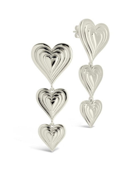 Silver-Tone or Gold-Tone Beating Heart Drop Studs