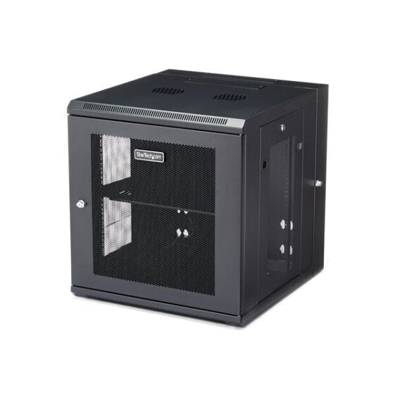 StarTech.com 12U 19" Wall Mount Network Cabinet - 20" Deep 4 Post Hinged Locking IT Computer Equipment Enclosure w/Shelf - Flexible Vented Switch Depth Data Rack Cisco 3850 - 2960 Series - Wall mounted rack - 12U - 90 kg - Key lock - Cable management - 37.4 kg