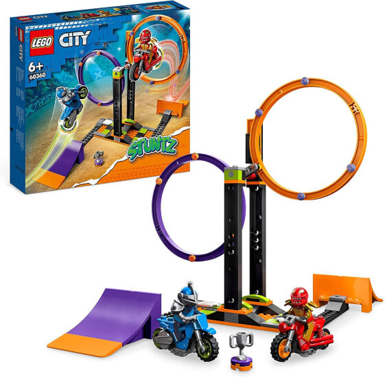 LEGO 60360 City Stuntz Circular Tyre Challenge, 1 or 2 Player Competitions with Self-Driving Motorcycle Toy for Children, Boys & Girls from 6 Years, Funny Gift Idea
