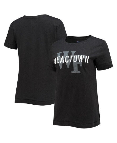 Women's Black Wake Forest Demon Deacons Deactown Wordmark T-shirt