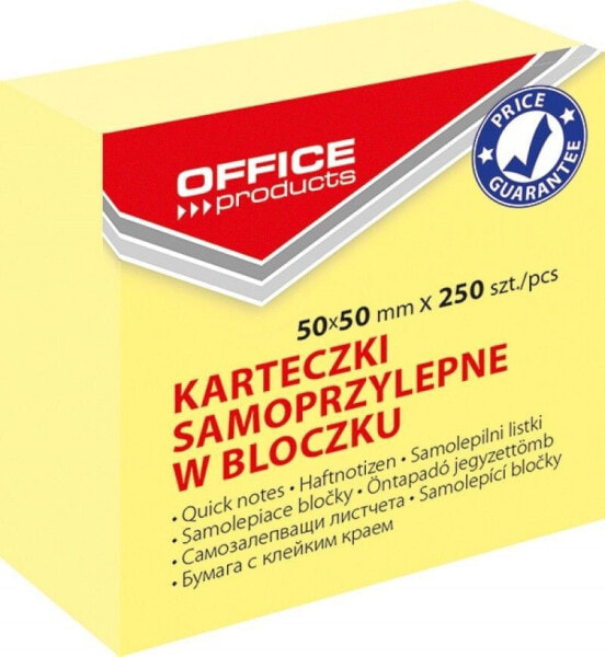 Канцелярский набор Office Products Mini kostka samoprzylepna, 50x50мм, 1x250 шт., пастель, светло-желтая