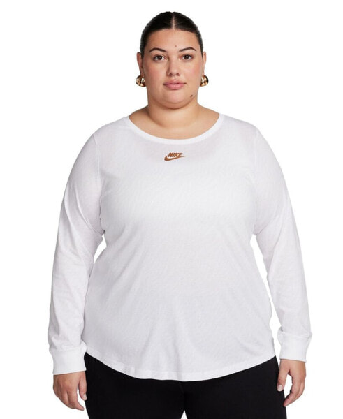 Plus Size Sportswear Essentials Long-Sleeve Top