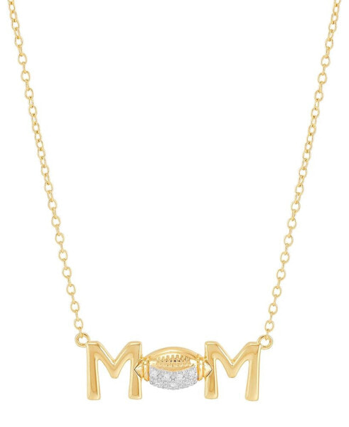 Diamond Accent Football Mom Pendant Necklace in Sterling Silver or 14k Gold-Plated Sterling Silver, 16" + 2" extender