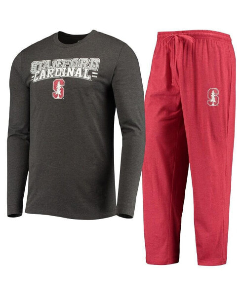Пижама Concepts Sport для мужчин "Stanford Cardinal" с длинным рукавом и брюками в сером цвете