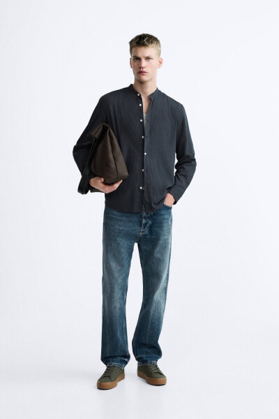 Creased-effect cotton shirt