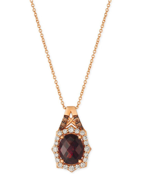 Le Vian rhodolite Garnet (3-1/5 ct. t.w.) & Diamond (3/8 ct. t.w.) 18" Pendant Necklace in 14k Rose Gold