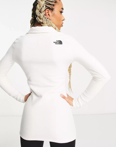 The North Face Glacier 1/4 zip fleece dress with neck logo in cream Exclusive at ASOS