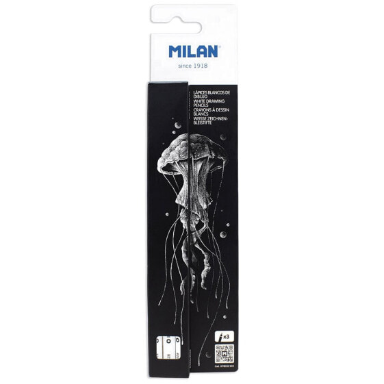 MILAN Carton Blister 3 White DrawinGr Pencils Thick Lead Ø 4 mm