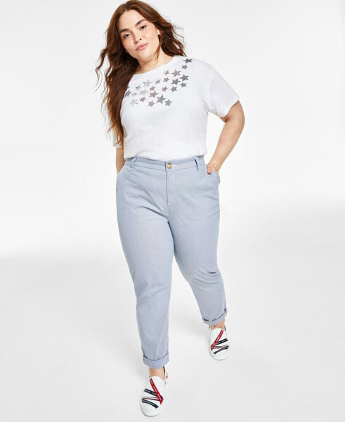 Брюки женские Tommy Hilfiger в полоску Hampton Chino plus Size, созданные для Macy's