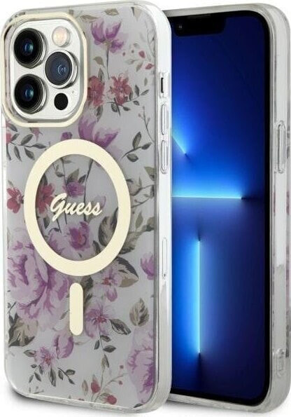 Guess Etui Guess GUHMP14LHCFWST Apple iPhone 14 Pro transparent hardcase Flower MagSafe