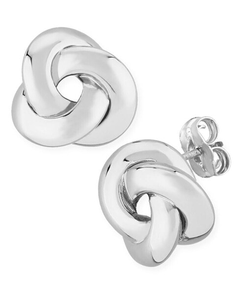 Knife Edge Knot Stud Earrings Set in 14k White Gold