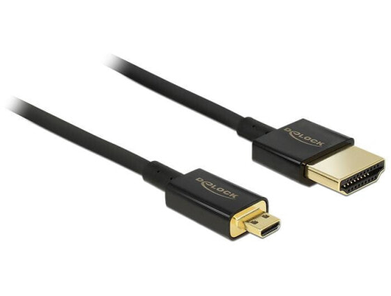 Delock HDMI-A/HDMI Micro-D - 2 m - 2 m - HDMI Type A (Standard) - HDMI Type D (Micro) - 3840 x 2160 pixels - 3D - Black