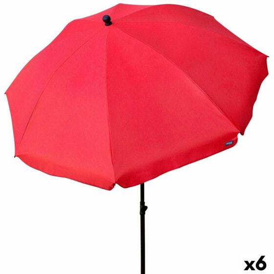 Пляжный зонт Aktive Красный 240 x 230 x 240 cm (6 штук)