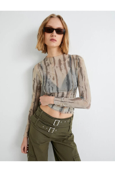 Топ Koton Transparent Batik  Crew Neck