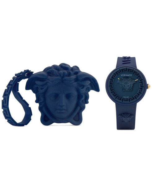 Women's Swiss Medusa Pop Blue Silicone Strap Watch 39mm Set