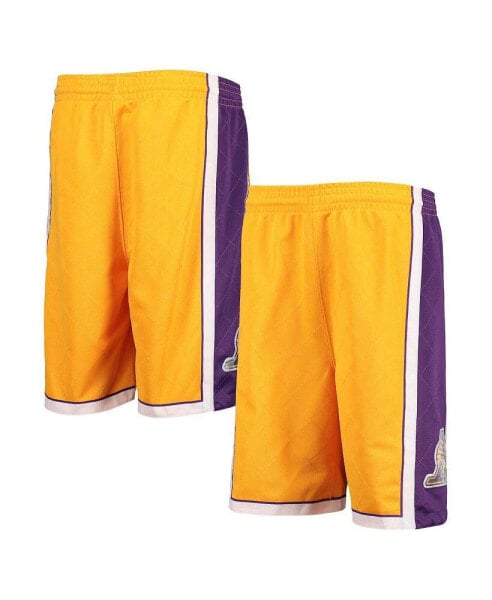 Big Boys Gold Tone Los Angeles Lakers 2009 Hardwood Classics 75th Anniversary Swingman Shorts