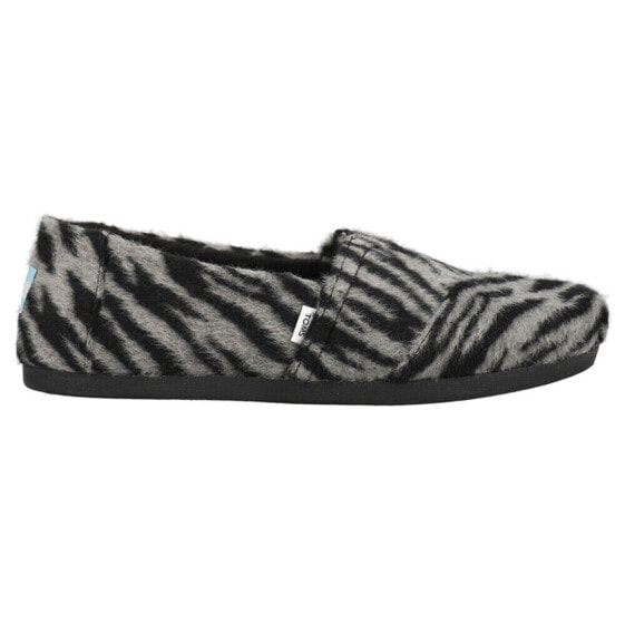 TOMS Alpargata Fuzzy Zebra Slip On Womens Black Flats Casual 10017799T