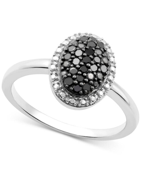 Black Diamond Oval Cluster Ring (1/6 ct. t.w.) in Sterling Silver