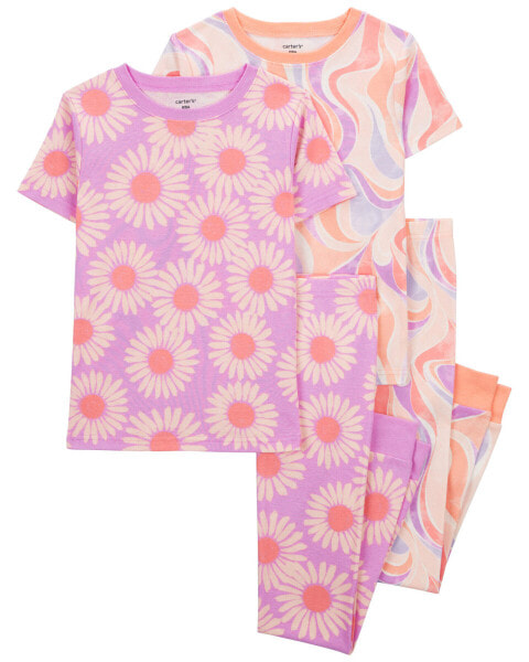 Kid 4-Piece Daisy 100% Snug Fit Cotton Pajamas 8
