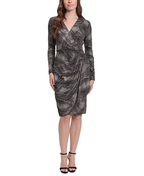 Women's Printed Faux-Wrap Dress