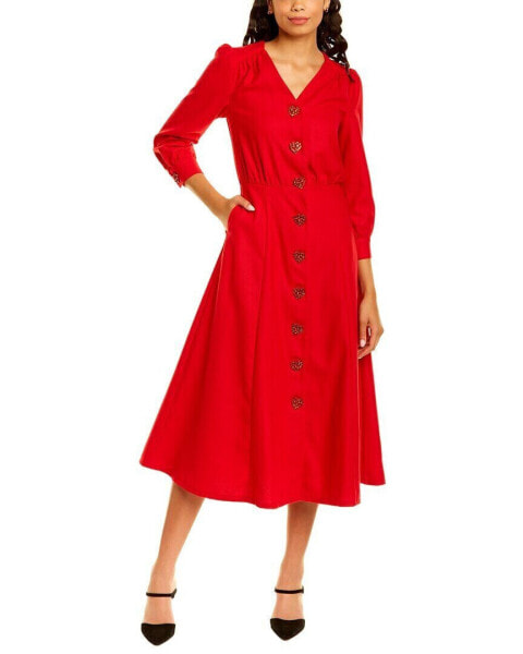 Olivia Rubin Mia Button-Down Midi Dress Women's Red 0