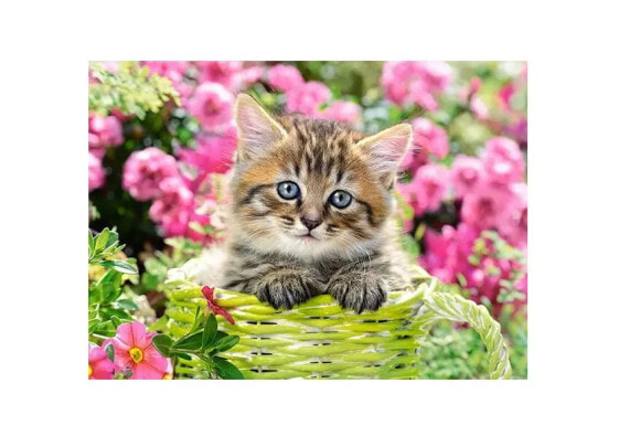Puzzle Kätzchen im Blumengarten