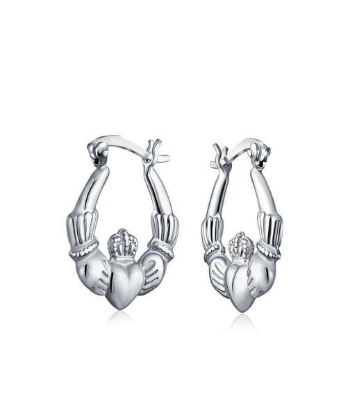 Серьги Bling Jewelry Friendship Claddagh Hoop