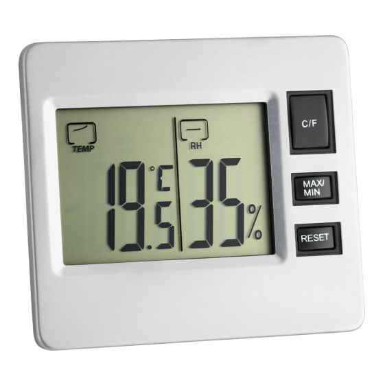 TFA 30.5028 - Electronic environment thermometer - Indoor - Digital - Silver - Aluminium - Plastic - Wall