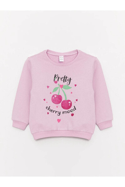 Bisiklet Yaka Baskılı Kız Bebek Sweatshirt