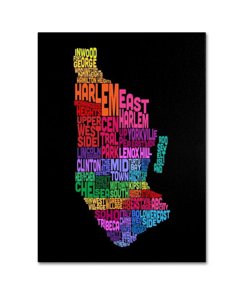 Michael Tompsett 'Manhattan Text Map 2' Canvas Art - 14" x 19"