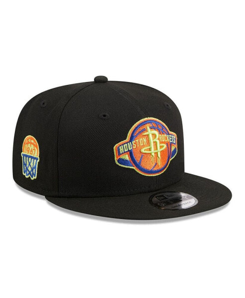 Men's Black Houston Rockets Neon Pop 9FIFTY Snapback Hat