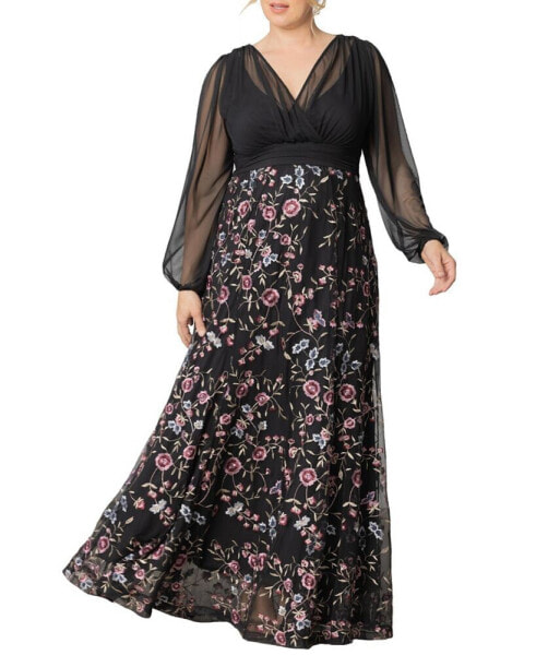 Plus Size Isabella Embroidered Mesh Formal Gown